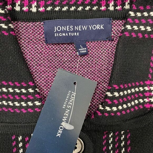Jones New York new w/tags signature plaid sweater button up jacket size large - Picture 7 of 12